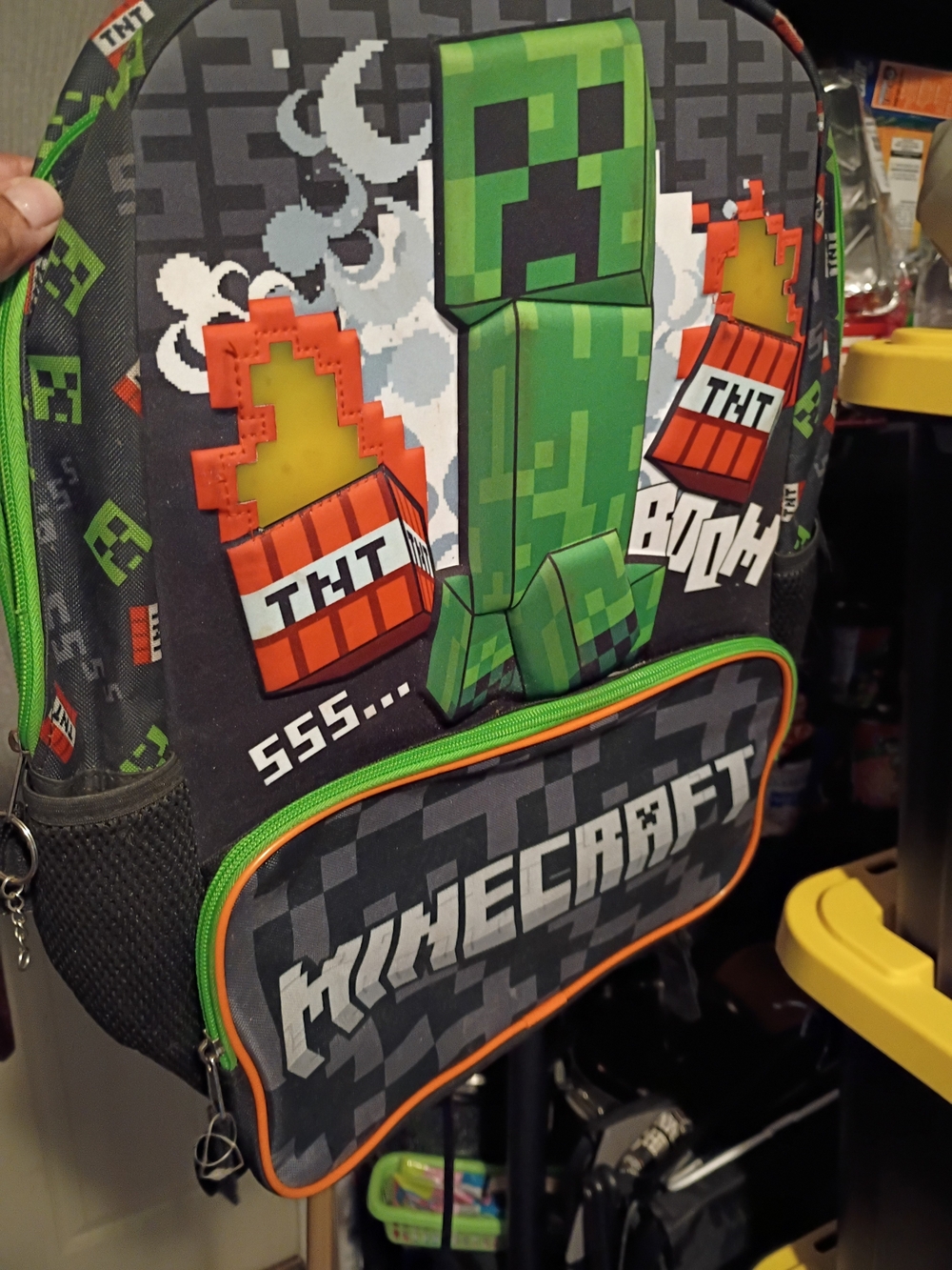 Minecraft Kids Backpack with Green Creeper Design